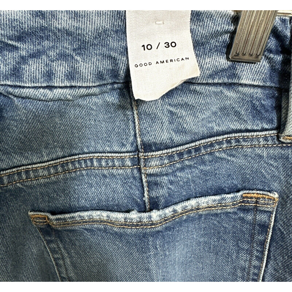 Good American Good Icon Crop Festival Rips Jeans Womens Blue High Rise 10 / 30 - Picture 10 of 14
